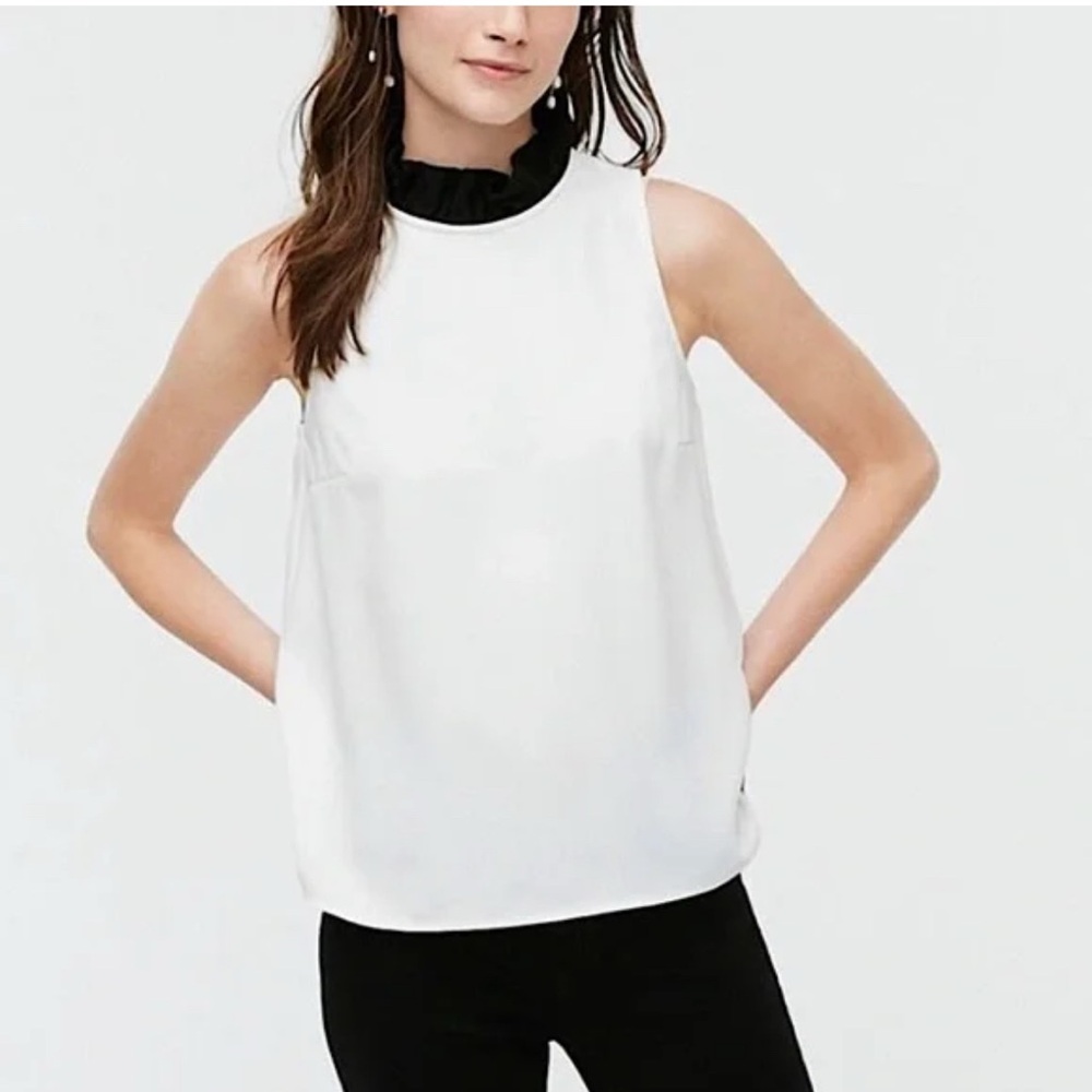 J Crew Ruffle Collar Top in 365 crepe (NWT)
